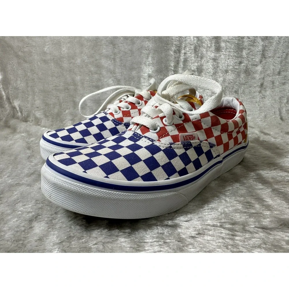Vans Era Multi Color Checkerboard Red Blue‎ Yellow Sneakers Kids Juniors 4.0
